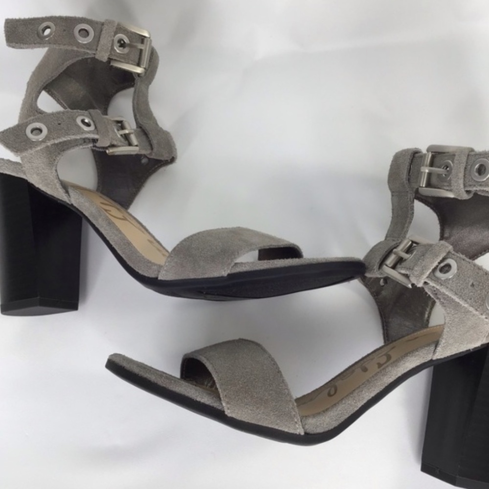 SAM EDELMAN Enya Leather Suede Block Heels Shoes 7